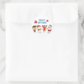 Kerstmis Rudolf The Reindeer en Vrienden Ronde Sticker (Tas)