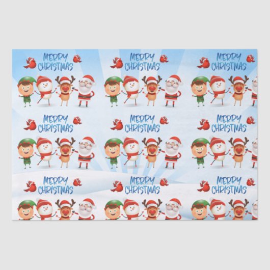 Kerstmis Rudolf The Reindeer en Vrienden Tissuepapier (Voorkant)