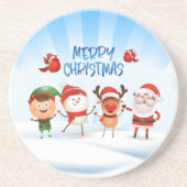 Kerstmis Rudolf The Reindeer en Vrienden Zandsteen Onderzetter (Voorkant)