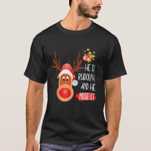 Kerstmis Rudolph De Grote Rode Neus Rendier Grappi T-shirt