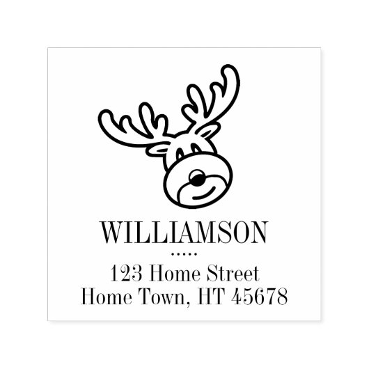 Kerstmis Rudolph Vierkant Retouradres Zelfinktende Stempel (Design)