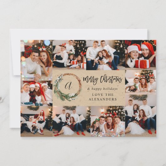 Kerstmis Rustic 10 Multi Photo - Beige (Voorkant)