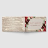 Kerstmis Rustic Boho Floral Burgundy Gold Burlap Gastenboek (Volledig)