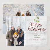 Kerstmis Rustic Houten Mistletoe 2 Foto Feestdagenkaart (Voorkant / Achterkant)