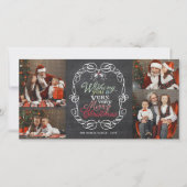 Kerstmis Rustic Krijtbord Maretak Foto Feestdagenkaart (Voorkant)