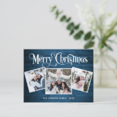 Kerstmis Rustic Wood 3 PHOTO Greeting Holiday Briefkaart (Staand voorkant)