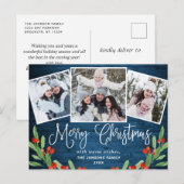 Kerstmis Rustic Wood 3 PHOTO Greeting Holiday Briefkaart (Voorkant / Achterkant)