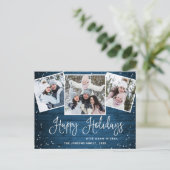 Kerstmis Rustic Wood 3 PHOTO Greeting Holiday Briefkaart (Staand voorkant)