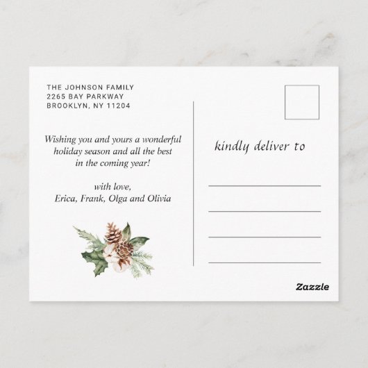 Kerstmis Rustic Wood 3 PHOTO Greeting Holiday Briefkaart (Achterkant)