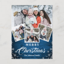 Kerstmis Rustic Wood 4 PHOTO Greeting Holiday