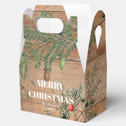 Kerstmis Rustic Wood Joy Merry kerst Bedankdoosjes (Geopend)