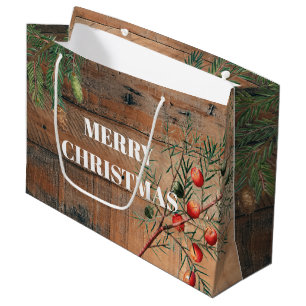 Kerstmis Rustic Wood Joy Merry kerst Groot Cadeauzakje