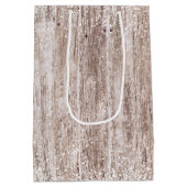 Kerstmis Rustic Wood Red Holly Typografie Medium Cadeauzakje (Achterkant)