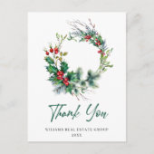 Kerstmis Rustic Wreath Corporate Hartelijk dank Briefkaart (Voorkant)