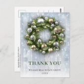 Kerstmis Rustic Wreath Corporate Hartelijk dank Briefkaart (Voorkant / Achterkant)