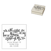 Kerstmis Rustiek Blad Lint Familieadres Rubberstempel (Gestempeld)