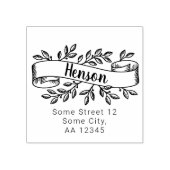 Kerstmis Rustiek Blad Lint Familieadres Rubberstempel (Afrduk)