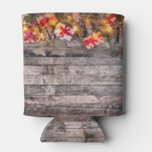 Kerstmis rustieke achtergrond, houten planken. blikjeskoeler (Achterkant)