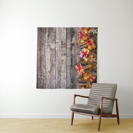 Kerstmis rustieke achtergrond, houten planken. wandkleed (In Situ (horizontaal))