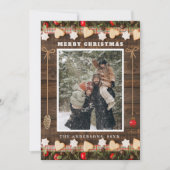 Kerstmis Rustieke Fotocollage Feestdagenkaart (Voorkant)