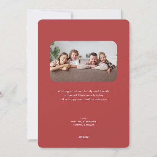 Kerstmis Rustieke Groen blijvende 2 Foto Kerstmis Feestdagenkaart (Achterkant)