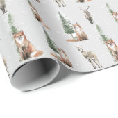 Kerstmis rustieke Kraft Elegante Sneeuwachtige Win Cadeaupapier (Rol Hoek)