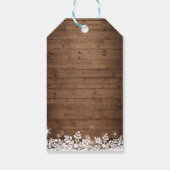 Kerstmis Rustieke Slingerlichten Sneeuwvlokken Cadeaulabel (Achterkant)