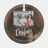 Kerstmis Rustieke Winter Open Haard Foto Glas Ornament (Voorkant)