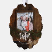 Kerstmis Rustieke Winter Open Haard Foto Ornament Kaart (Links)