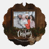 Kerstmis Rustieke Winter Open Haard Foto Ornament Kaart (Voorkant)