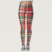 Kerstmis: Rustisch rood wit Leggings (Voorkant)