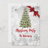 Kerstmis | Rustische Boom & Rode Lint Vakantieglam Kaart (Voorkant)