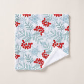 Kerstmis, Rwan, rood, wit, sneeuwvlokken Bad Handdoek (Wasdoekje)