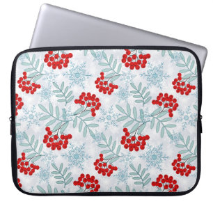Kerstmis, Rwan, rood, wit, sneeuwvlokken Laptop Sleeve