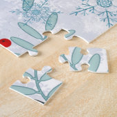 Kerstmis, Rwan, rood, wit, sneeuwvlokken Legpuzzel (Zijkant)