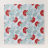 Kerstmis, Rwan, rood, wit, sneeuwvlokken Legpuzzel (Horizontaal)