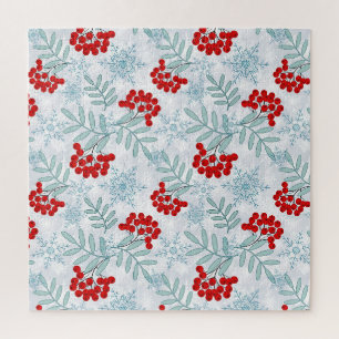 Kerstmis, Rwan, rood, wit, sneeuwvlokken Legpuzzel