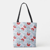 Kerstmis, Rwan, rood, wit, sneeuwvlokken Tote Bag (Achterkant)
