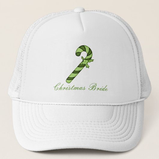 "Kerstmis" - Sage Green Candy Cane Trucker Pet (Voorkant)