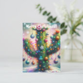 Kerstmis Saguaro Cactus Whimsical Sneeuwvlokken Briefkaart (Staand voorkant)