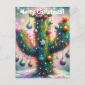 Kerstmis Saguaro Cactus Whimsical Sneeuwvlokken Briefkaart (Voorkant)