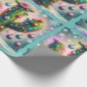 Kerstmis Saguaro Cactus Whimsical Sneeuwvlokken Cadeaupapier (Hoek)