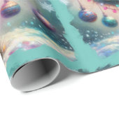 Kerstmis Saguaro Cactus Whimsical Sneeuwvlokken Cadeaupapier (Rol Hoek)