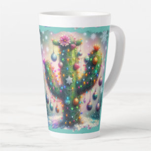Kerstmis Saguaro Cactus Whimsical Sneeuwvlokken Latte Mok