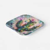 Kerstmis Saguaro Cactus Whimsical Sneeuwvlokken Papieren Bordje (Gebogen)