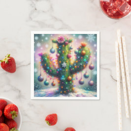 Kerstmis Saguaro Cactus Whimsical Sneeuwvlokken Servet