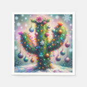 Kerstmis Saguaro Cactus Whimsical Sneeuwvlokken Servet (Voorkant)