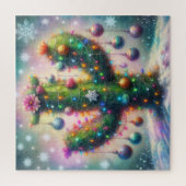 Kerstmis Saguaro Cactus Whimsical Woestijn Legpuzzel (Verticaal)