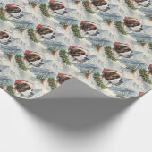 Kerstmis Saint Bernard Berg Aquarel Wrap Cadeaupapier (Hoek)