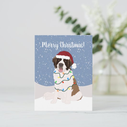 Kerstmis Saint Bernard Briefkaart (Staand voorkant)